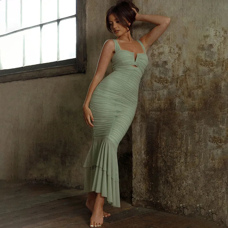 Giuliana - Plain High Waist Fishtail Dress
