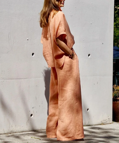 Mila - Two-piece suit in orange linen