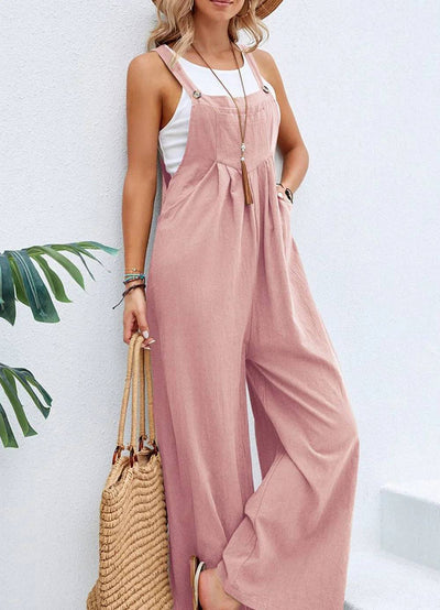 Karolina - Women's Loose Square Neck Solid Button Casual Holiday Jumpsuits