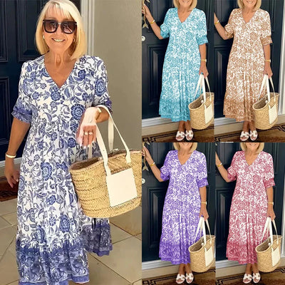 Malena - Floral print dress with V-neckline