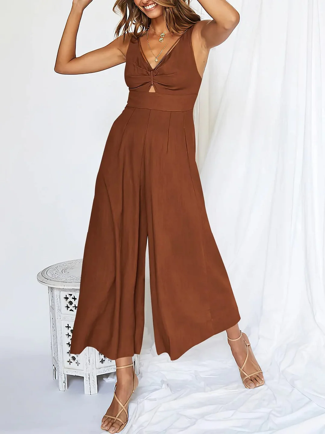 Janna - High Waisted V-Neck Jumpsuits on Sale