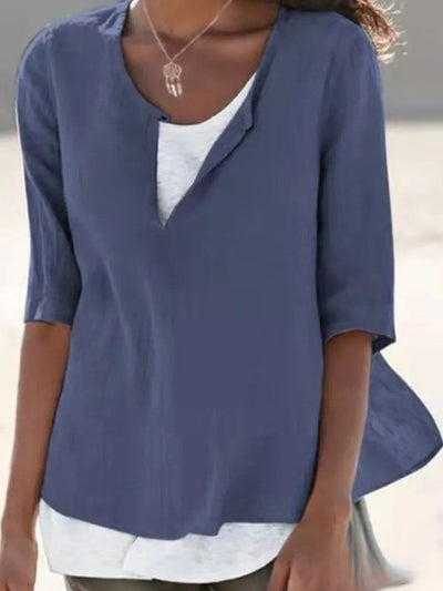 Irene - Women's Solid Color Round Neck T-Shirt