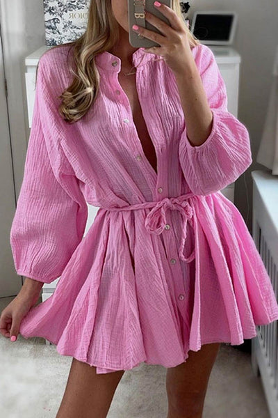 Lola - Ruffled dress with tie belt