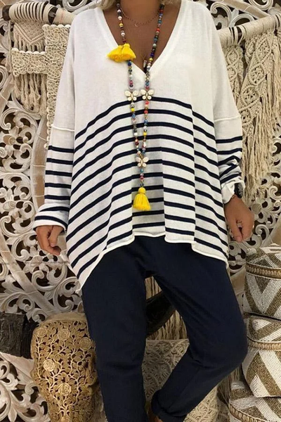 Berta - Casual Striped Long Sleeve T-Shirts