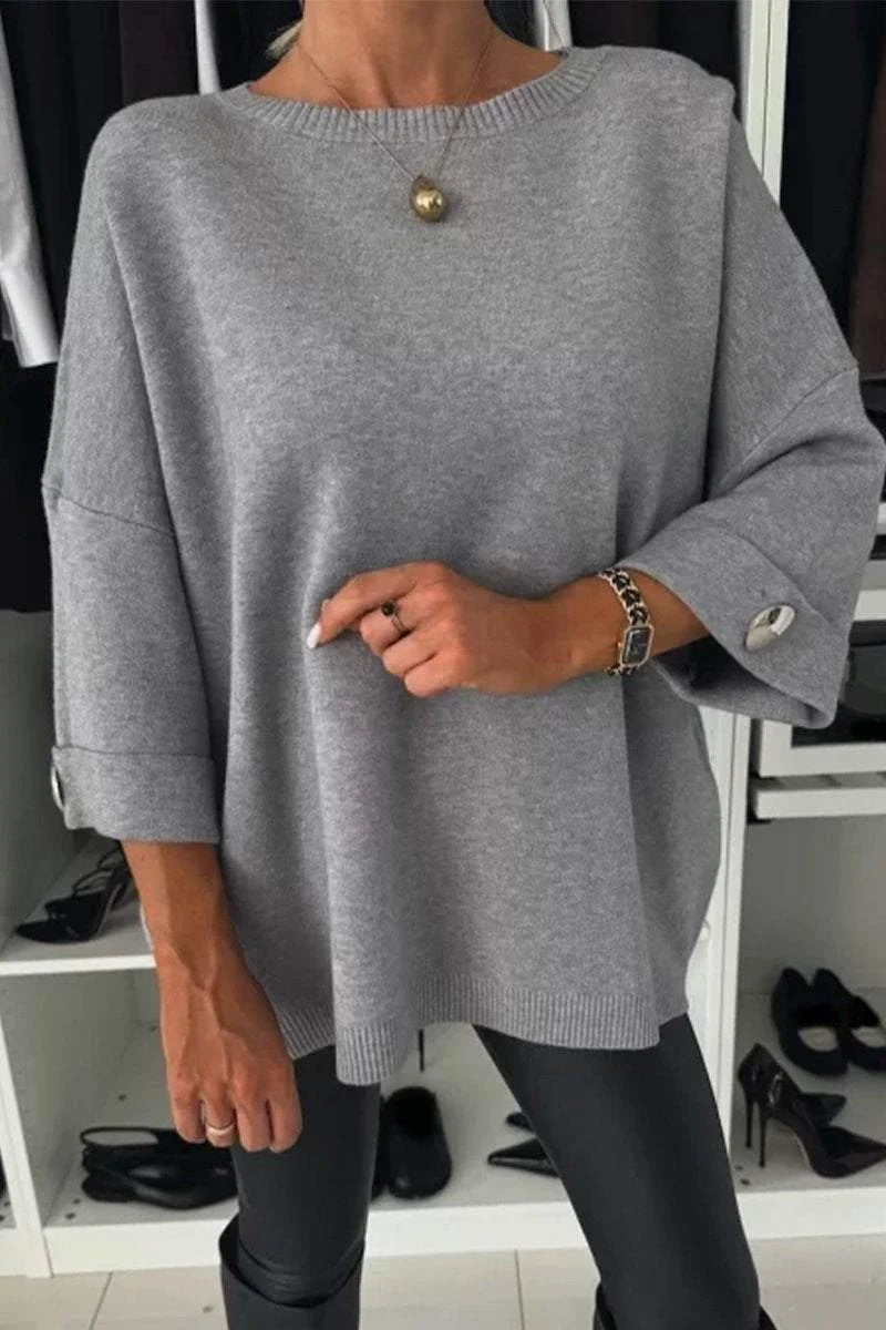 Women's Soft Knit Blouse with Round Neck and Half Sleeves – Comfortable