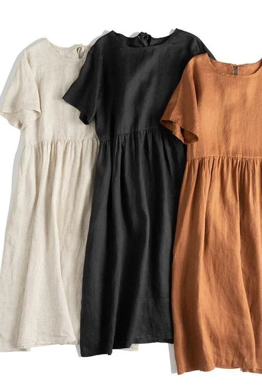 Ainara - Women's Loose Long Pure Linen Dresses Casual Summer Outfits