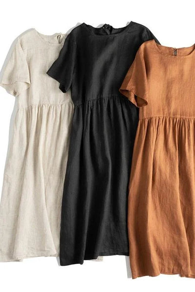 Ainara - Women's Loose Long Pure Linen Dresses Casual Summer Outfits