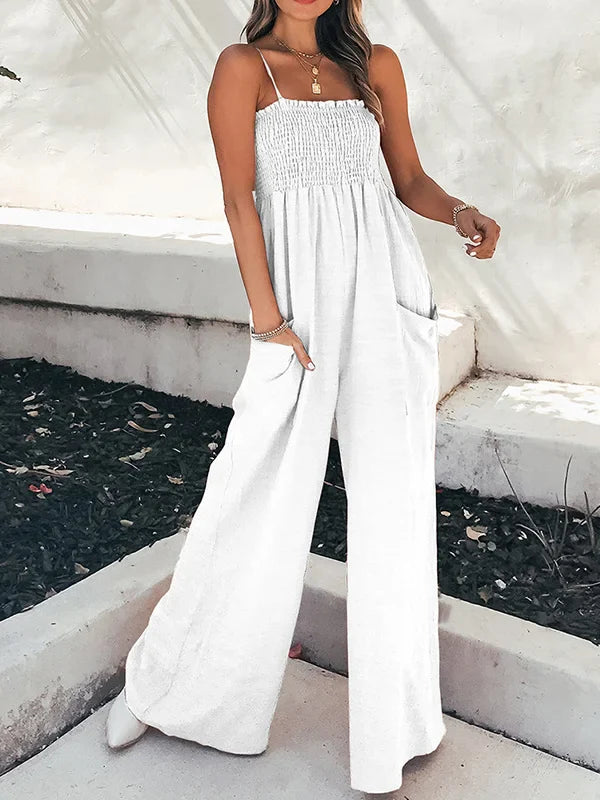 Hanna - High-waisted jumpsuit with straps and pockets
