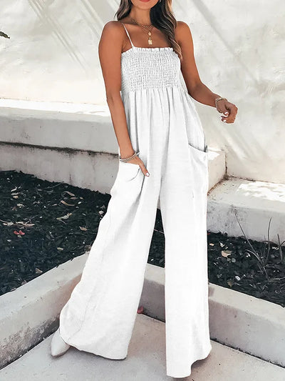 Hanna - High-waisted jumpsuit with straps and pockets