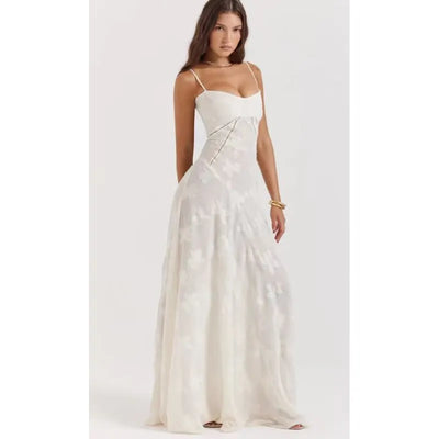 Eliana - Comfortable sleeveless lace dress with square neckline