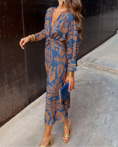 Brenda Midi Dress - Elegant long-sleeved dress for parties and events