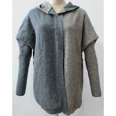 Oversized hooded cardigan with straight silhouette