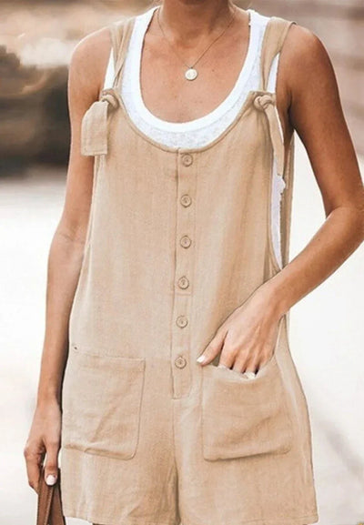 Evelyn - Fashionable monochrome button-down loose jumpsuit