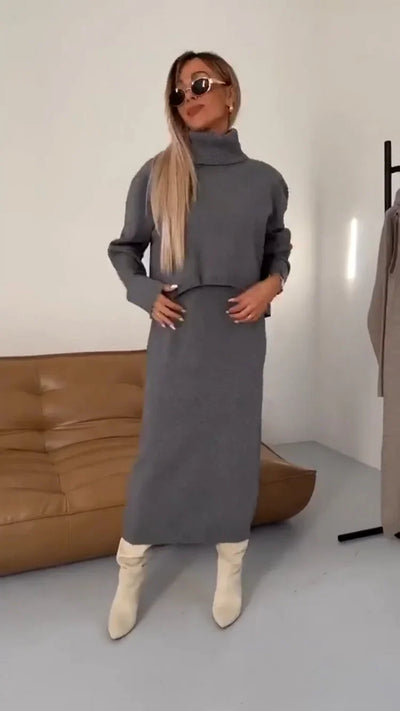 Turtleneck sweater and dress set