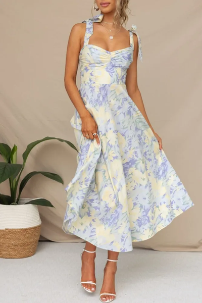 Berta - Strapless midi dress with floral print