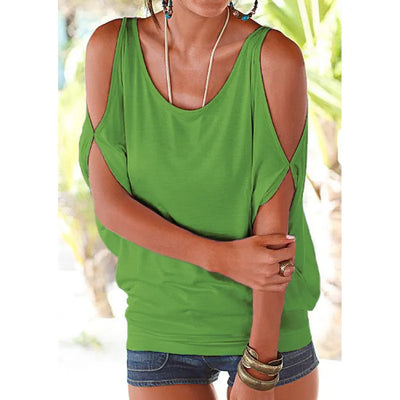 Camila - Blouse with open sleeves and round neck