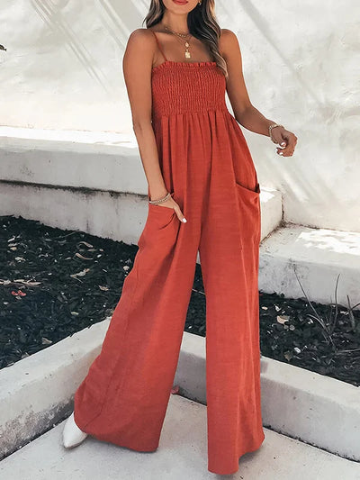 Hanna - High-waisted jumpsuit with straps and pockets