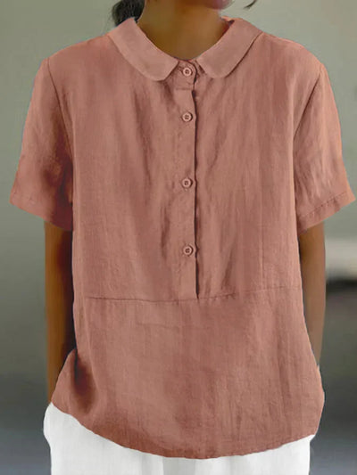 Emma - Relaxed plain collar button-down shirt