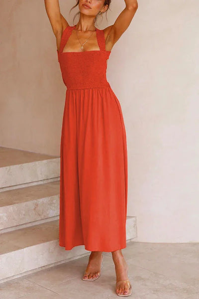 Bendita midi dress with pockets and gathered cross back