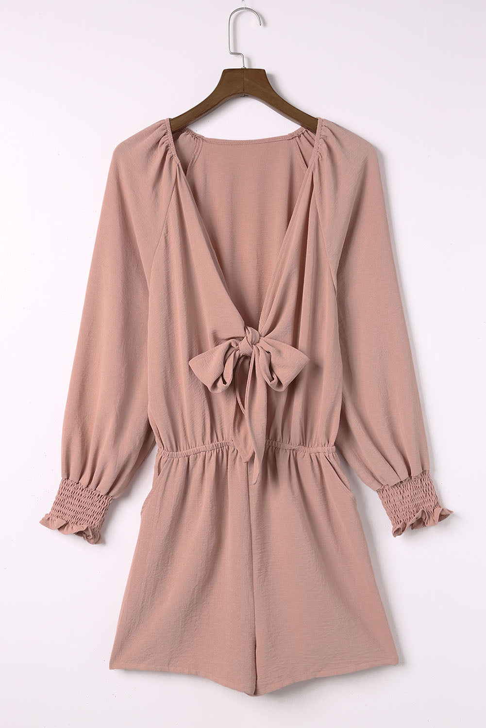Linda - Deep V-neck Jumpsuit with Tied Ruffle Sleeves