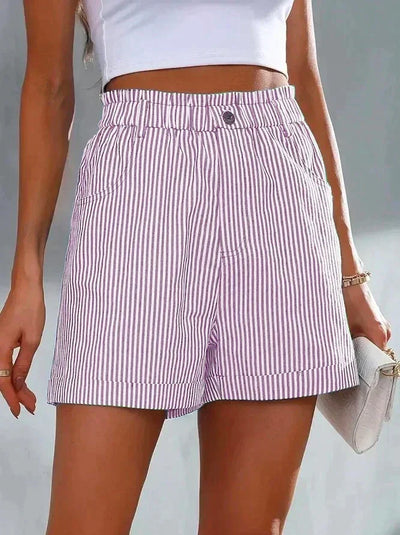 Mila - Casual Loose Striped Print Short Pants