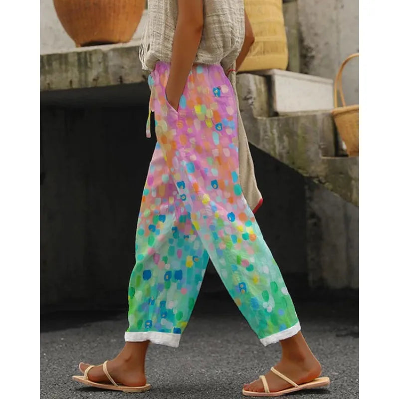 Lauren - Color Block Elastic Waist Pants