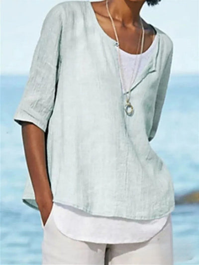 Irene - Women's Solid Color Round Neck T-Shirt