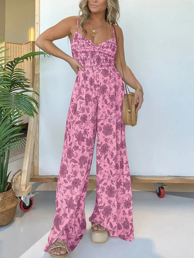 Judith - Floral Strappy Wide Leg Jumpsuit