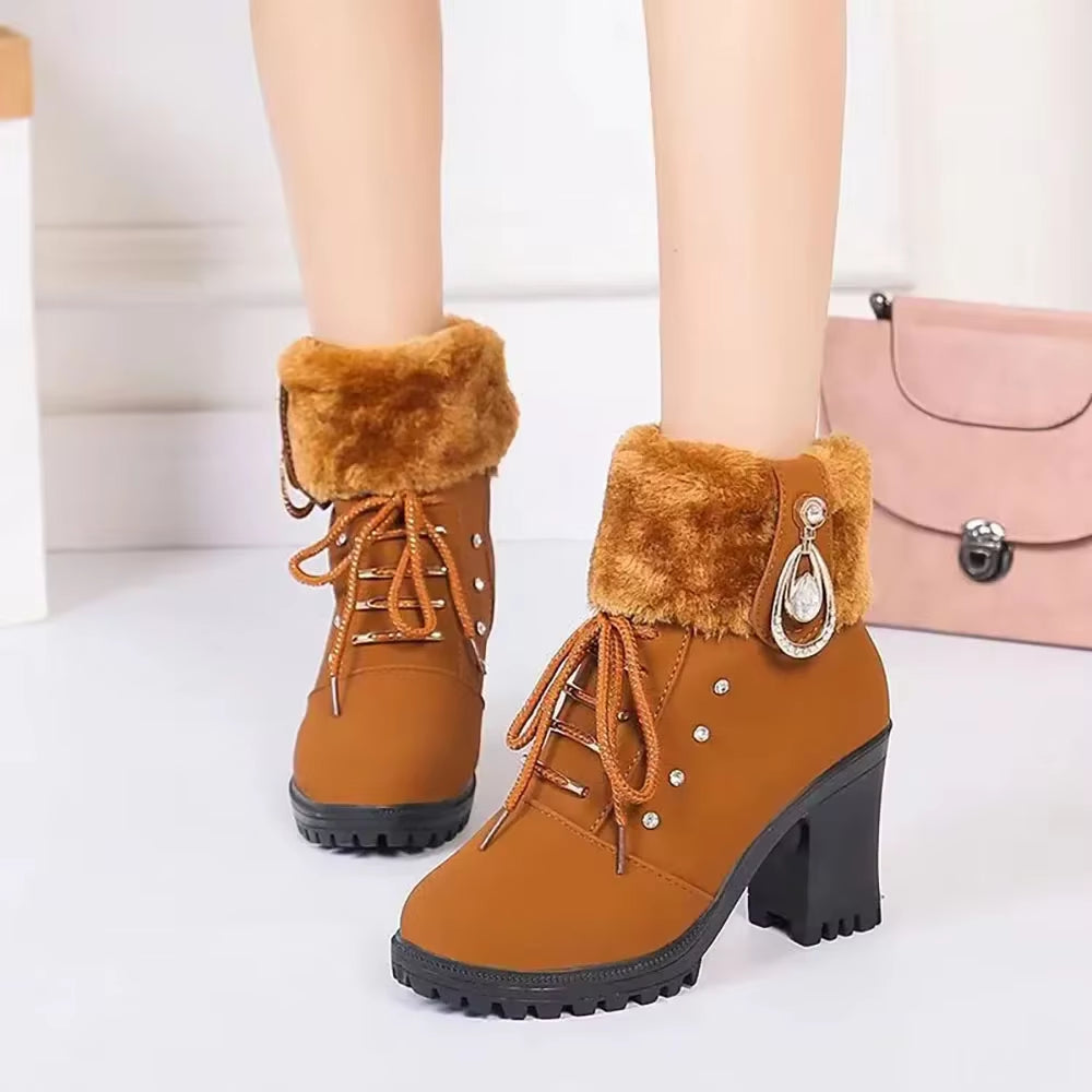 Elegant winter ankle boots for women with heels