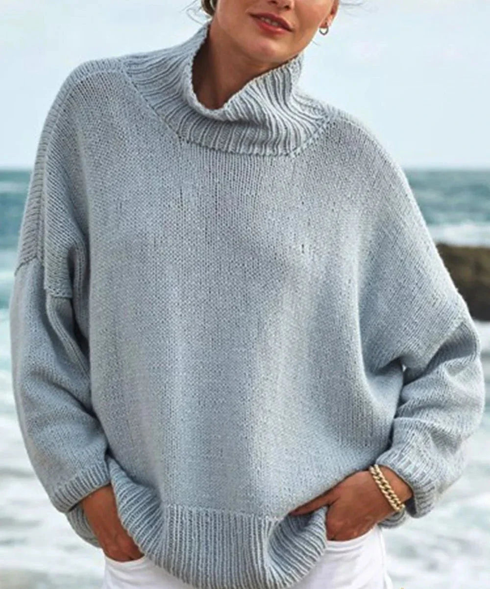 Sky blue casual sweater with minimalist design