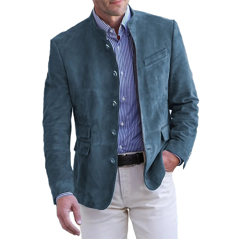 Men's jacket with classic design and button closure