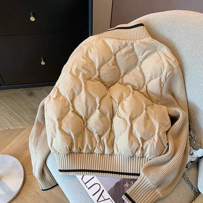 Women's Quilted Corduroy Jacket with Patch | Lightweight and Warm Coat for Fall