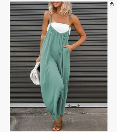 Laura - Women's Casual Sleeveless Jumpsuits Adjustable Spaghetti Straps