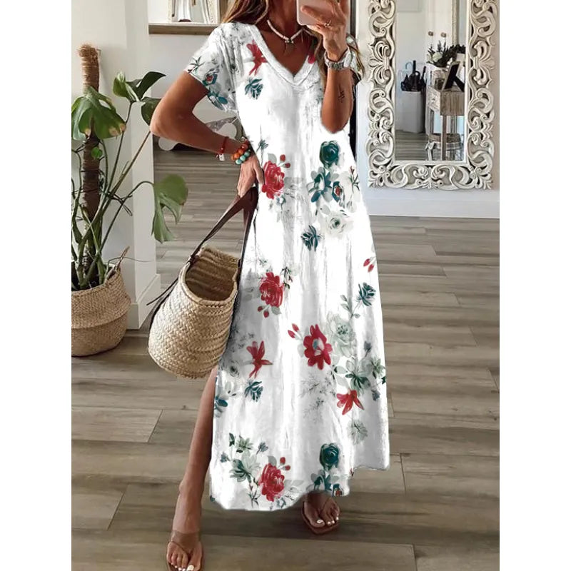 Delia - Fashion Butterfly Print Straight Party Lapel A-line Casual Shirt Dress
