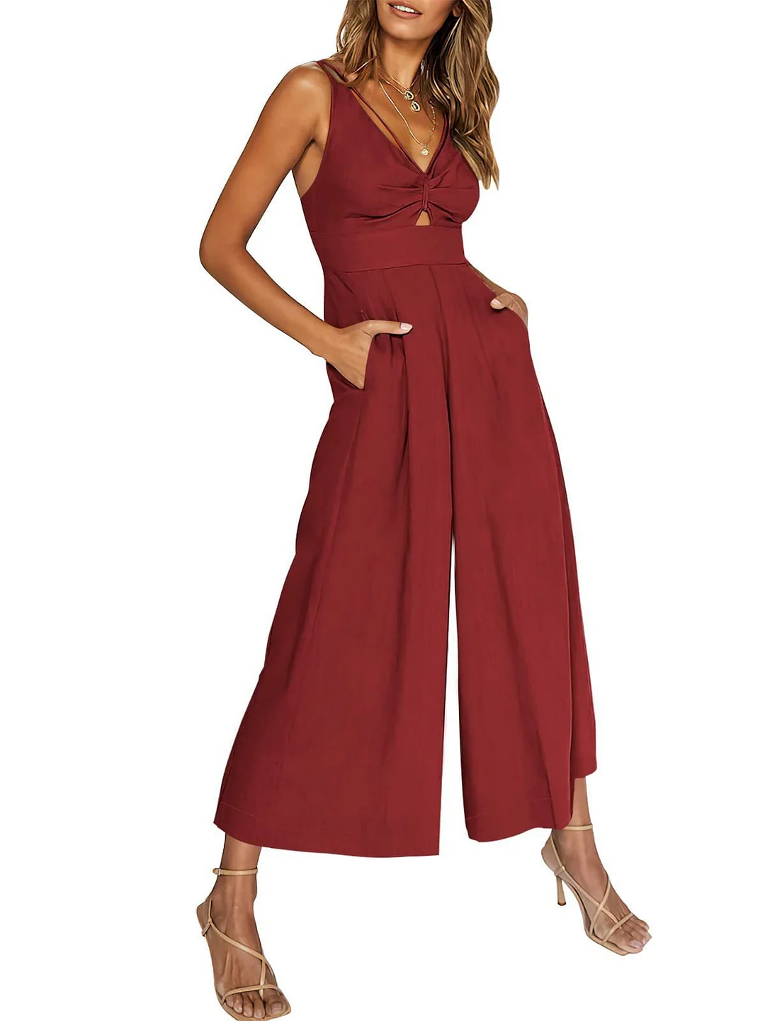 Janna - High Waisted V-Neck Jumpsuits on Sale