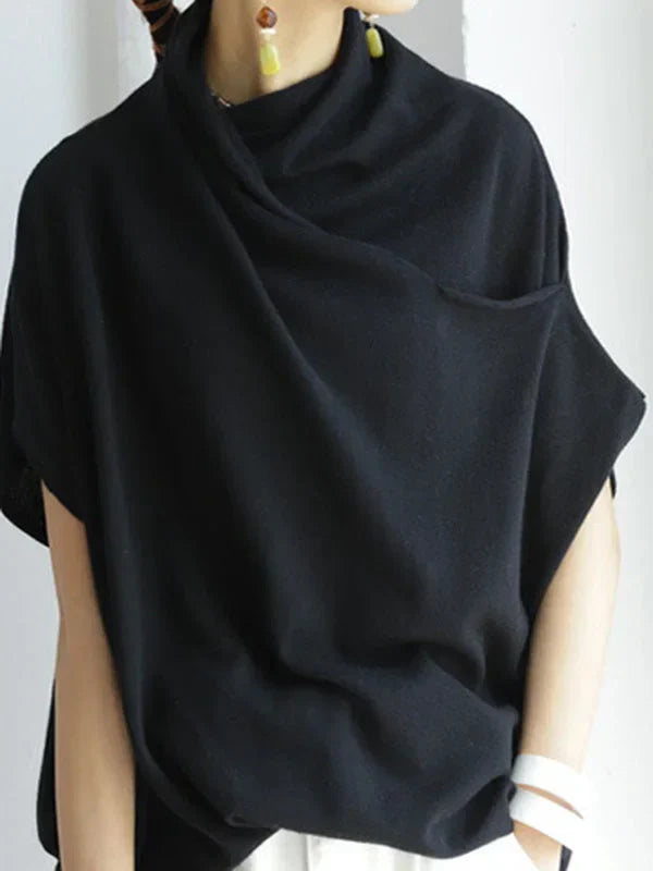 Mia | Casual pleated collar short-sleeved T-shirt