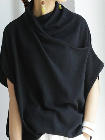Mia | Casual pleated collar short-sleeved T-shirt