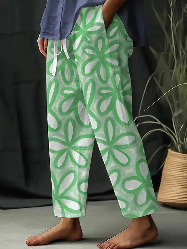 Maria - Women's Botanical Floral Print Loose Casual Pants