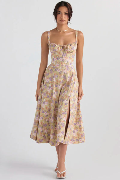Mireia - Floral strap dress with cinched waist