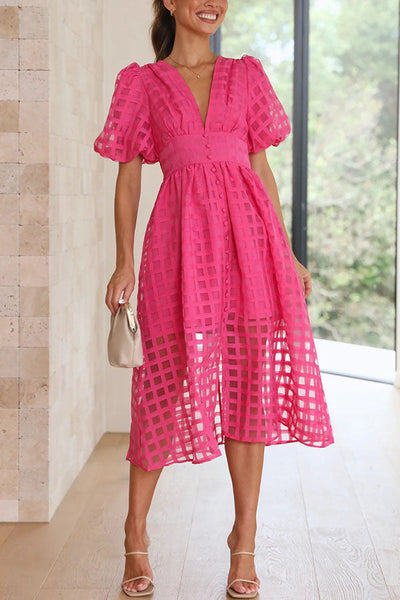 Gina - Midi dress with puff sleeves