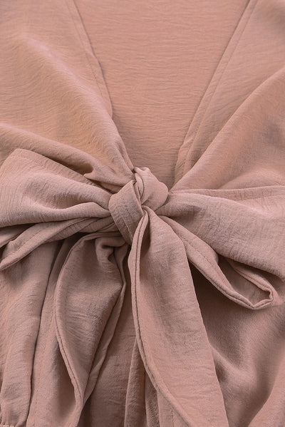 Linda - Deep V-neck Jumpsuit with Tied Ruffle Sleeves