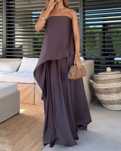 Modern women's set with a full skirt and elegant cape top
