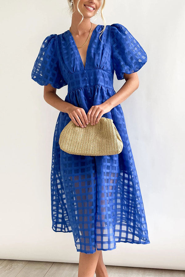 Gina - Midi dress with puff sleeves