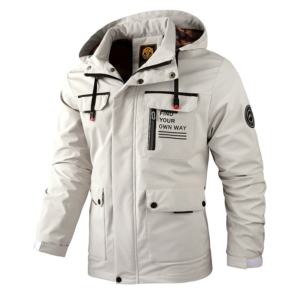Men's mid-length jacket with hood, stylish and functional