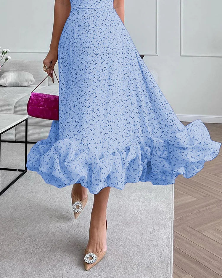 Carolina - Elegant strapless dress with print