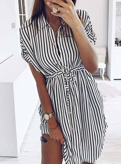 Lucia - Striped Dress with Cord and Bow