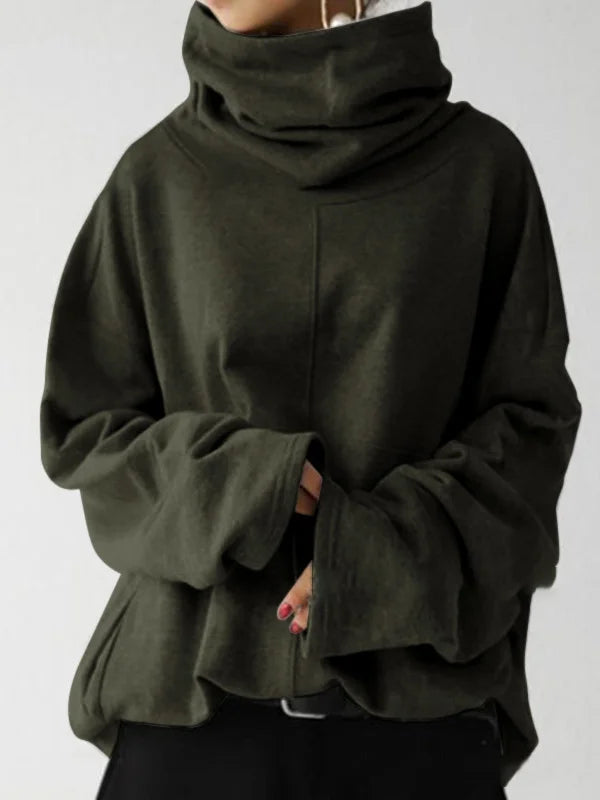 Linda - Casual solid color turtleneck sweater with long sleeves