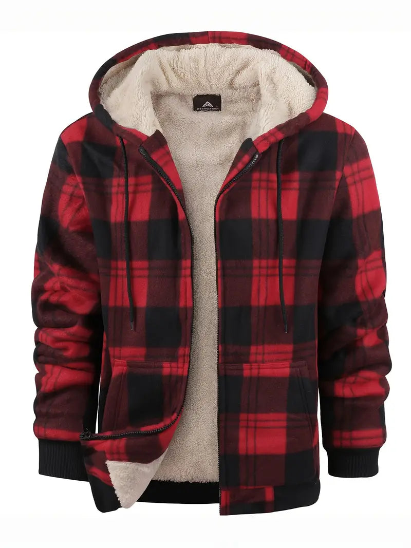 Men's winter jacket with a plaid design, ideal for a stylish and comfortable look.