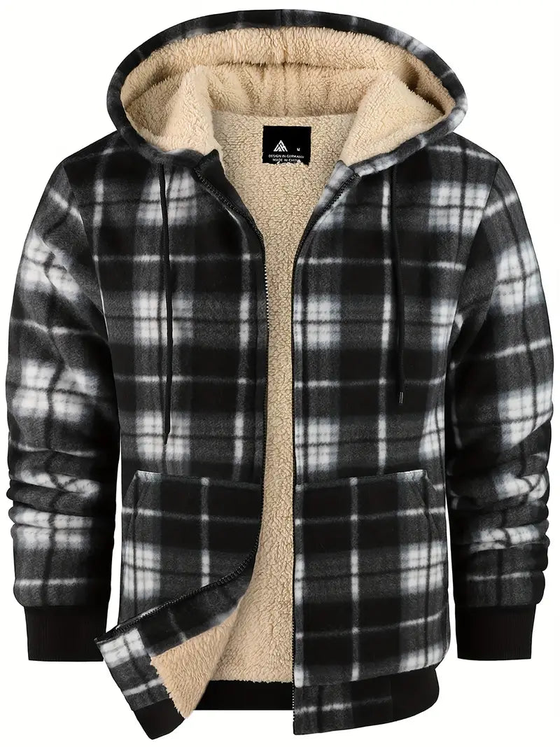 Men's winter jacket with a plaid design, ideal for a stylish and comfortable look.