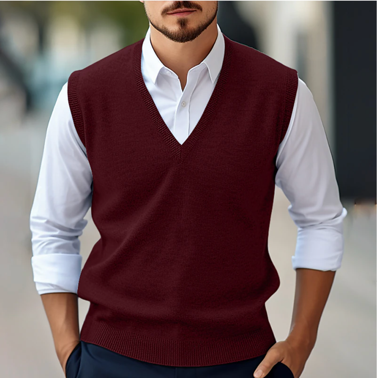 Men's sleeveless vest with V-neck, ideal for a modern and versatile style